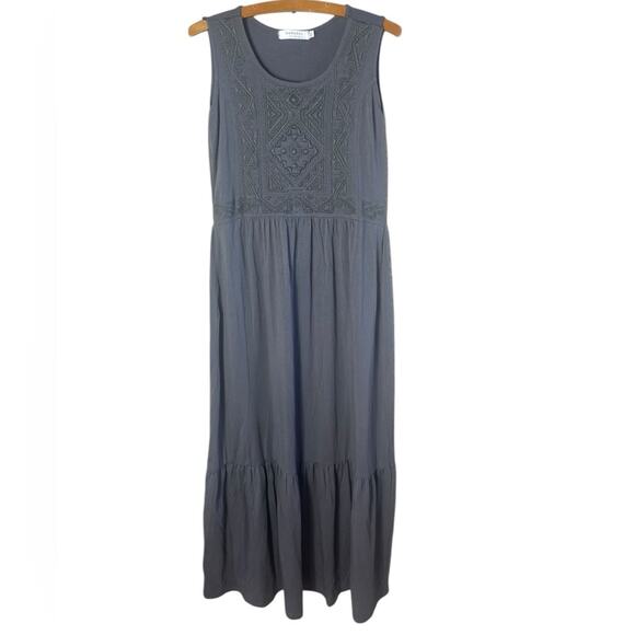 Mododoc Women’s Xs Gray Maxi Dress Sleeveless Stretch Embroidery - Picture 1 of 7